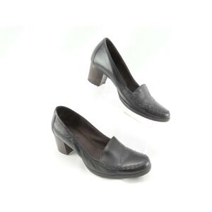 TIMBERLAND REXI WOMEN'S SIZE 8.5 BLACK LEATHER LOAFER HEELS 64386